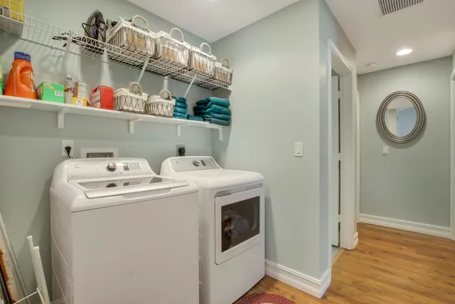 a utility room with dryer and washer