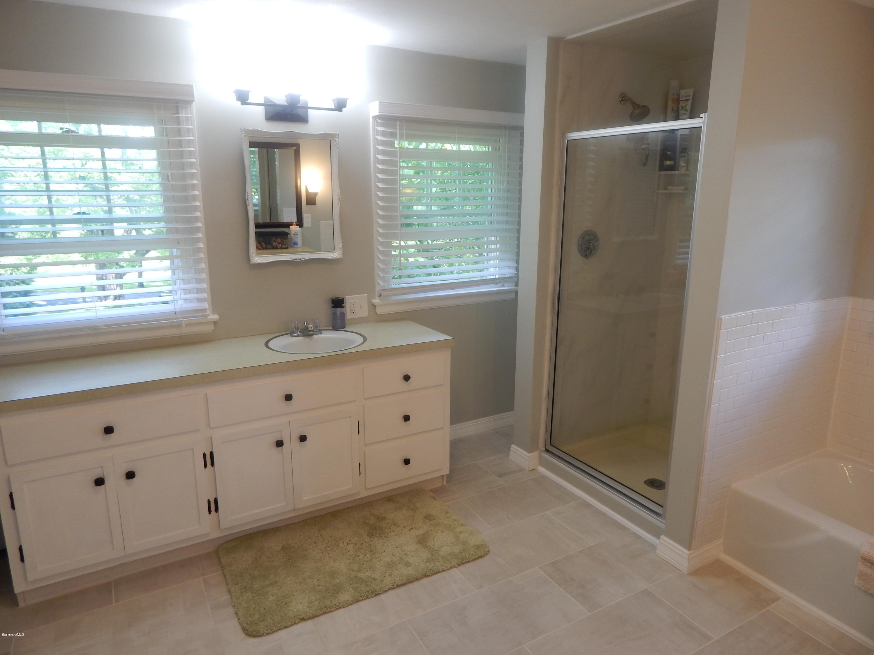 425 Devon Road Lee, MA 01238 - Photo 11 of 35 a bathroom with a shower sink and mirror