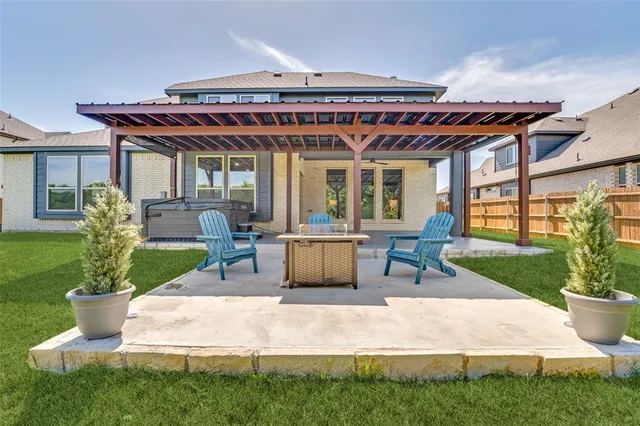 a view of a porch with seating space