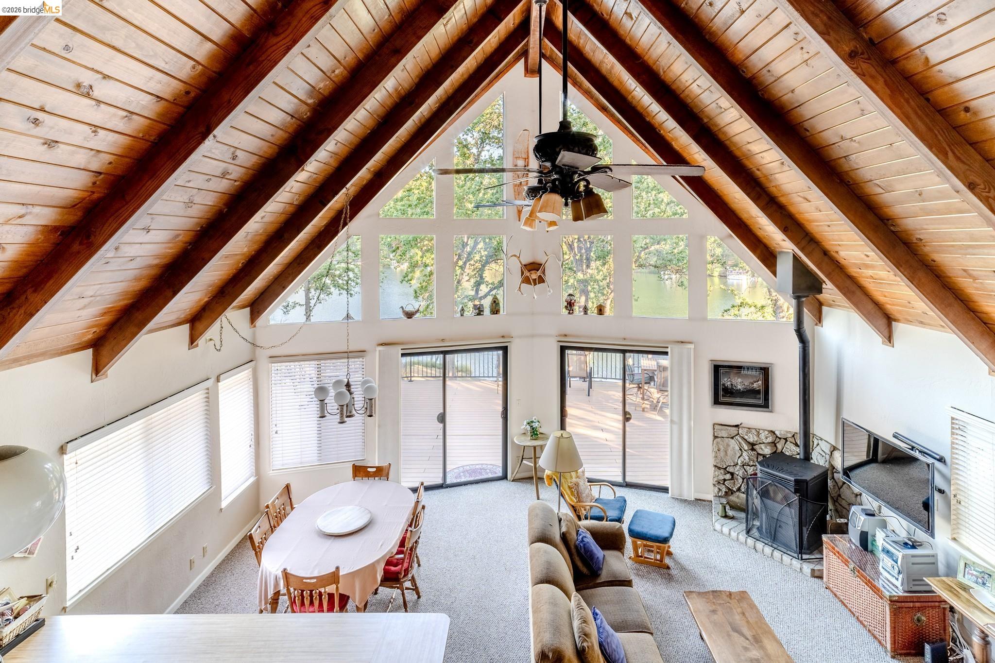 19711 Pleasantview Drive Groveland, CA 95321 - Photo 23 of 39 Vaulted wood-paneled ceilings with exposed beams