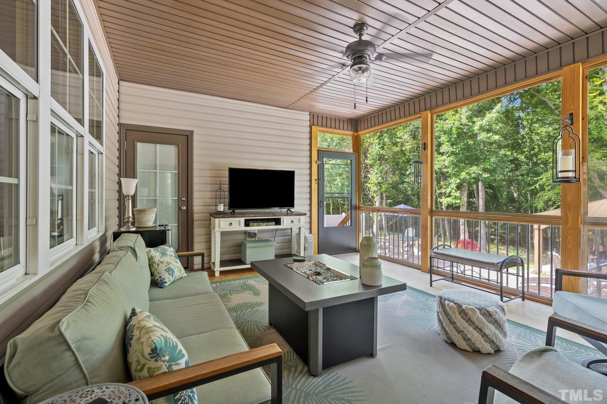 391 River Ridge Lane Timberlake, NC 27583 - Photo 39 of 47 a living room with furniture tv and a large window
