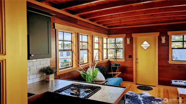 a view of a door and chair in a room