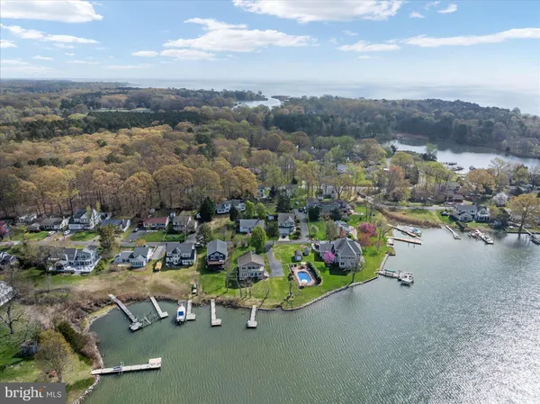 an aerial view of a house with a garden