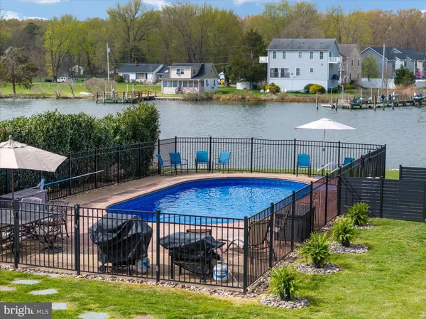 a view of a lake with outdoor space