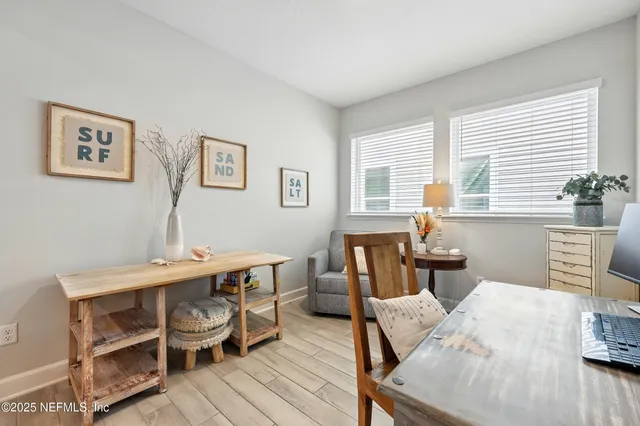 a living room with furniture