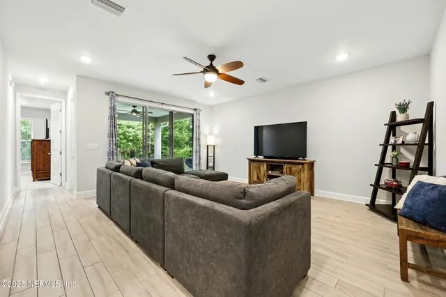 a view of a bedroom from the hallway