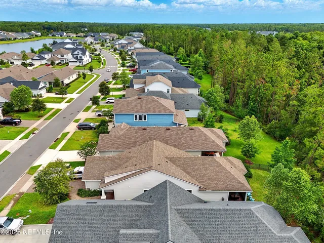 a view of a lake with a city view