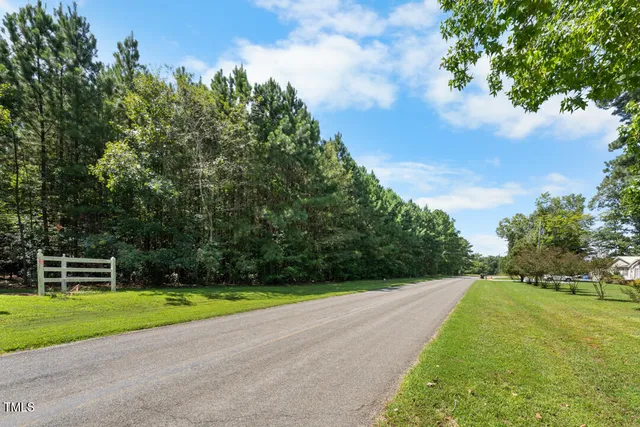 a view of a yard with a large trees