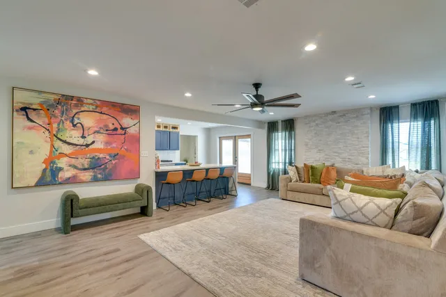 a living room with furniture and a couch