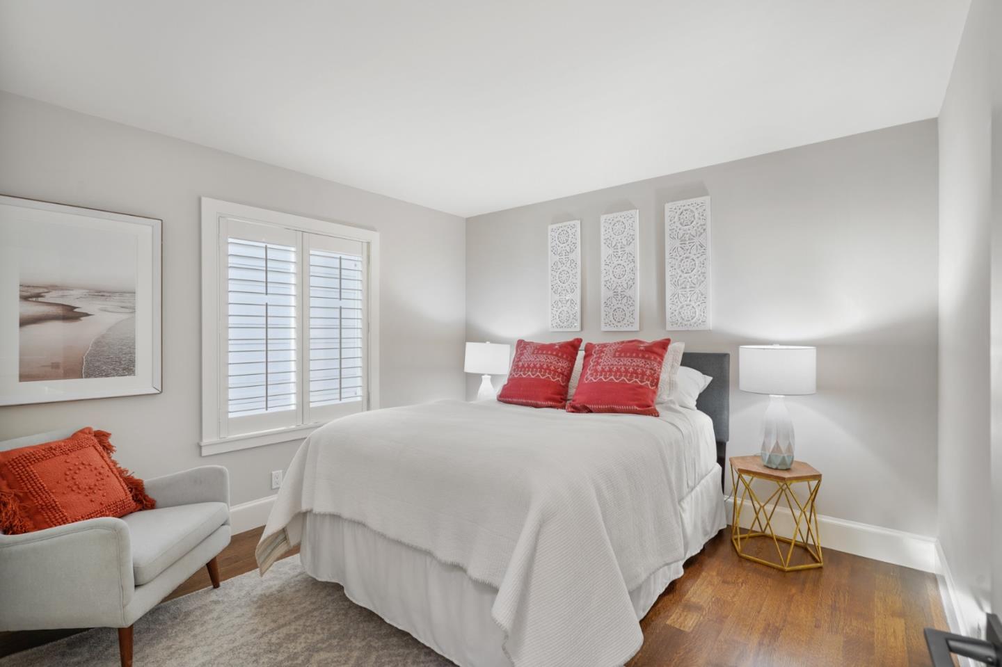 208 Bentley Square Mountain View, CA 94040 - Photo 9 of 17 a bedroom with a bed and wooden floor