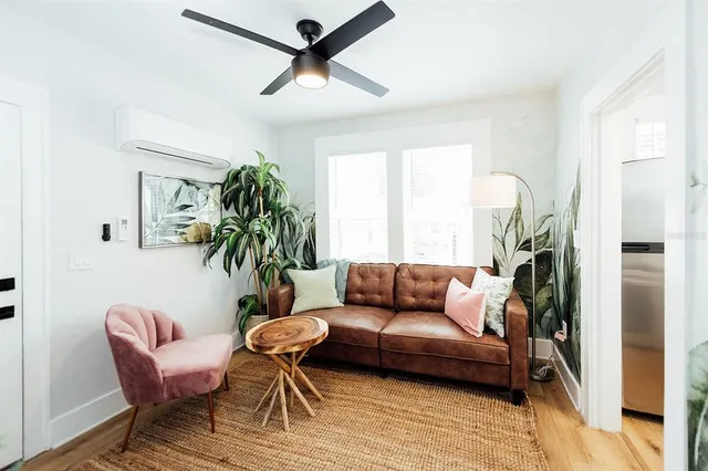 a living room with furniture