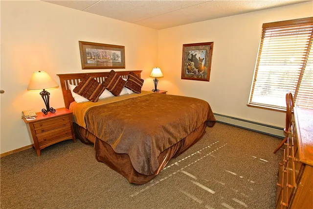 a bedroom with bed and window