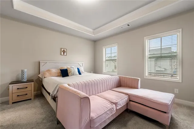 a bedroom with a bed and a television