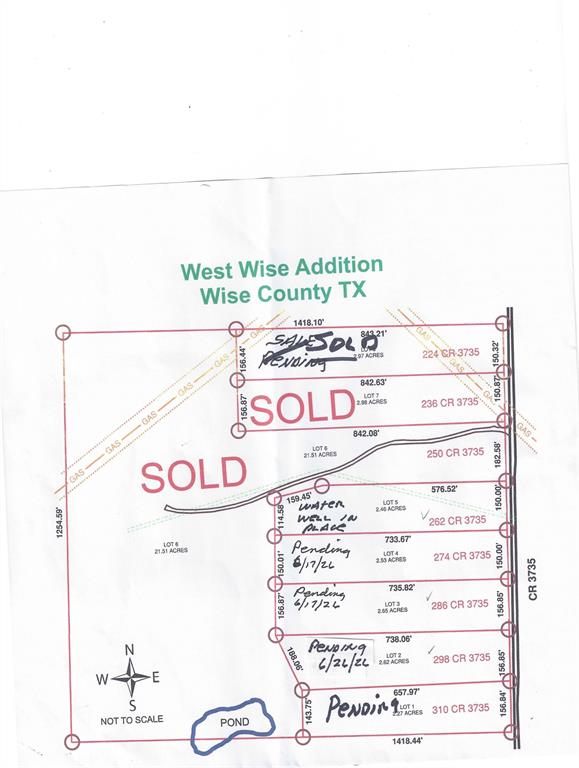 298 Cr 3735 Road Bridgeport, TX 76426 - Photo 1 of 1 Plat Map for West Wise Addition, Wise County TX. Illustrating the division and status of lots within the property