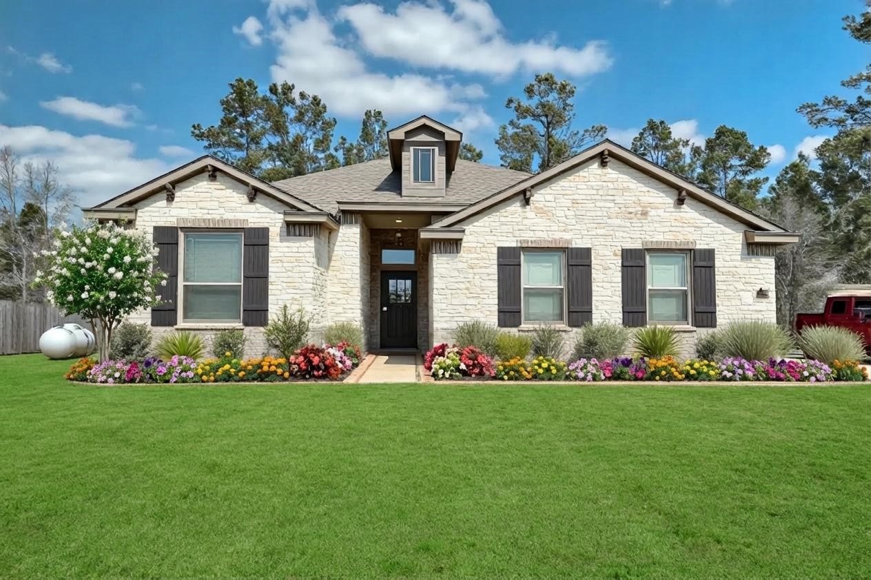 16747 Rockwall Street Conroe, TX 77303 - Photo 4 of 50 a front view of a house with a garden