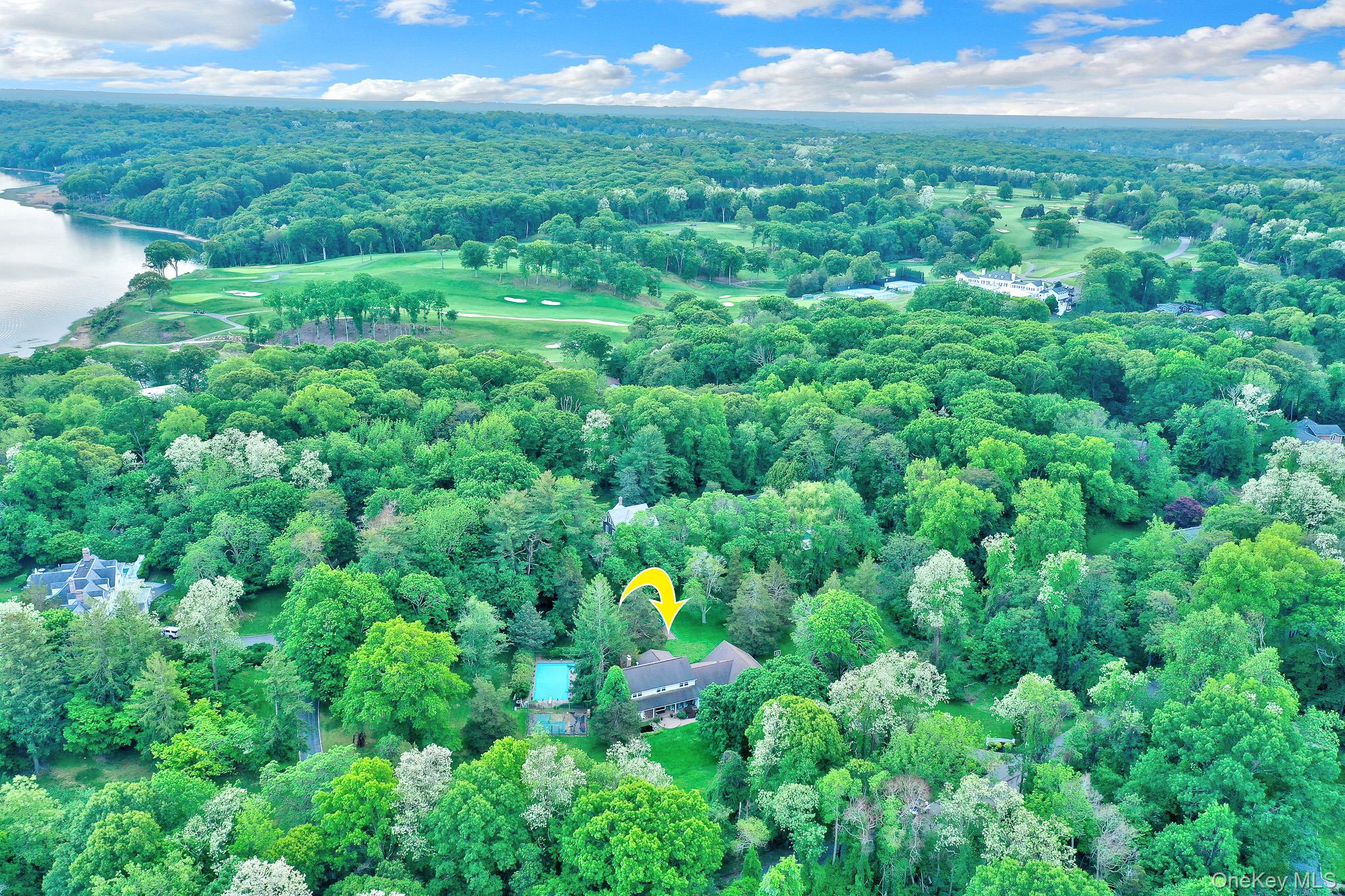 15 Stillwater Road Nissequogue, NY 11780 - Photo 38 of 43 Expansive property featuring a private swimming pool, mature tree coverage, and a golf course nearby