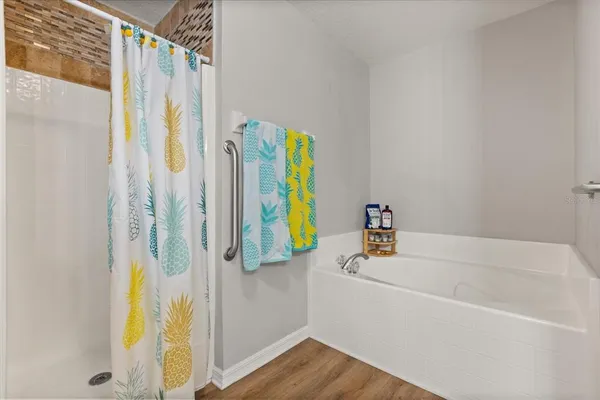a bathroom with a tub
