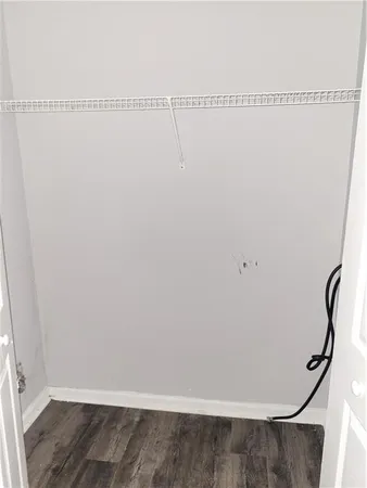 a view of small space with racks on the wall