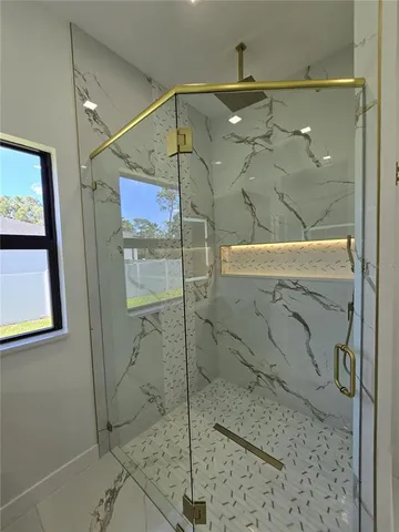 a bathroom with a shower