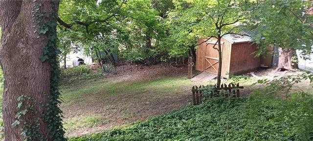 a backyard of a house with lots of green space