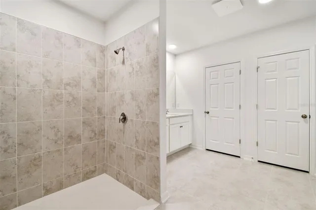 a view of a room with racks on the wall