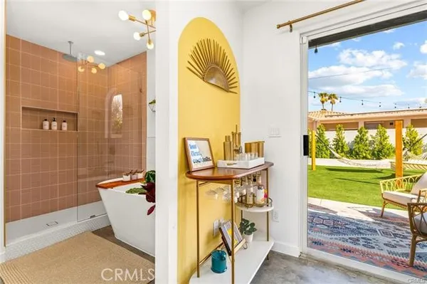 a bathroom with a sink and mirror