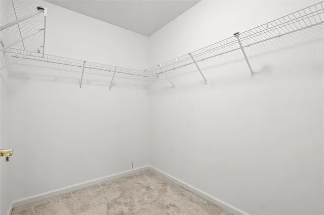 a view of a room with racks on the wall