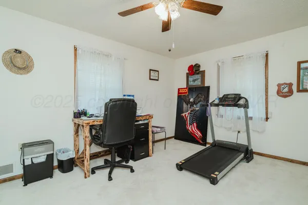 a view of workspace with gym equipment
