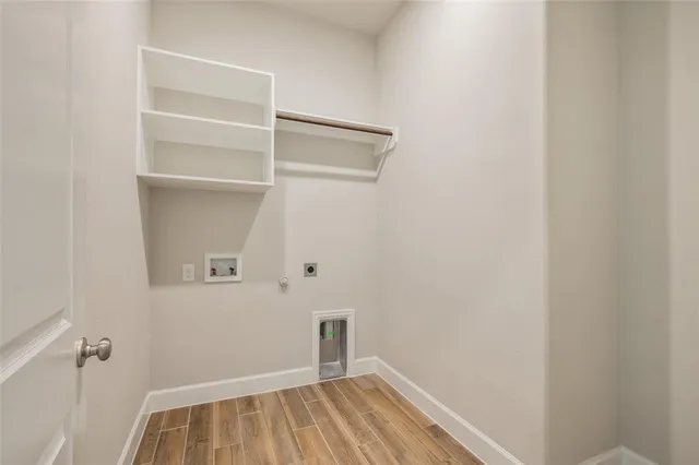 a view of a room with racks on the wall