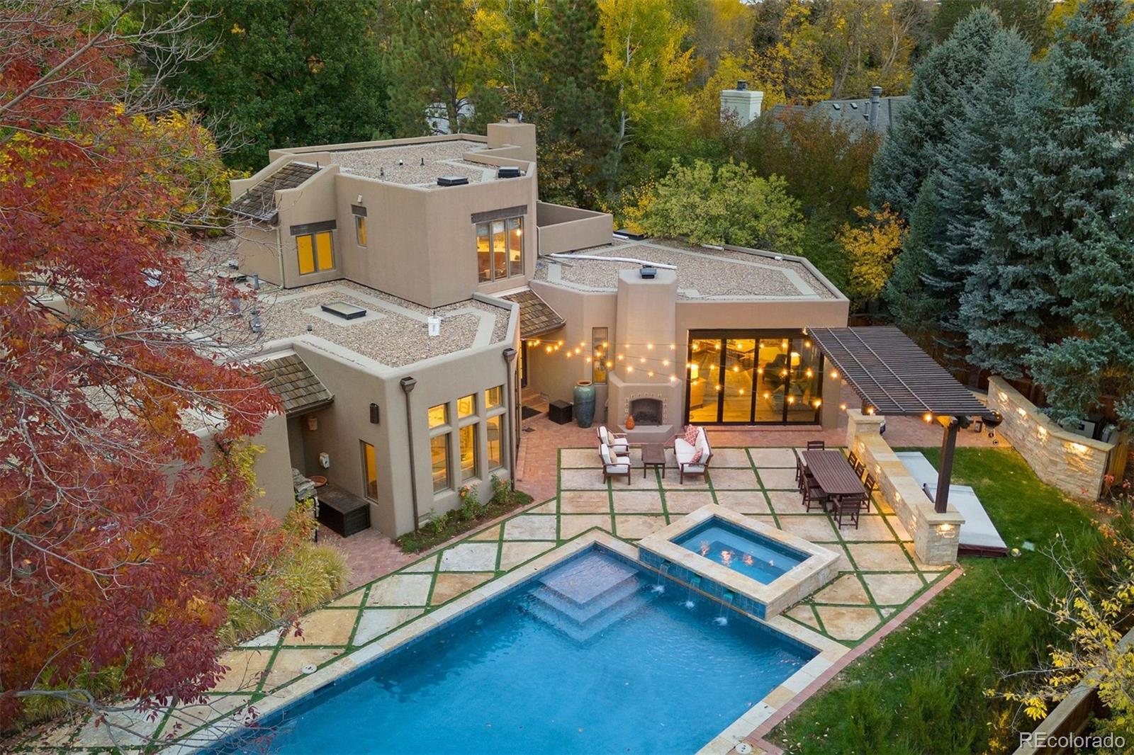 9 Polo Field Lane Denver, CO 80209 - Photo 32 of 36 an aerial view of a house with swimming pool and porch