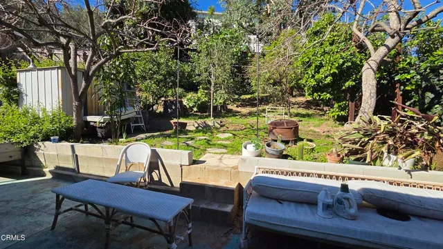 a view of an outdoor seating area