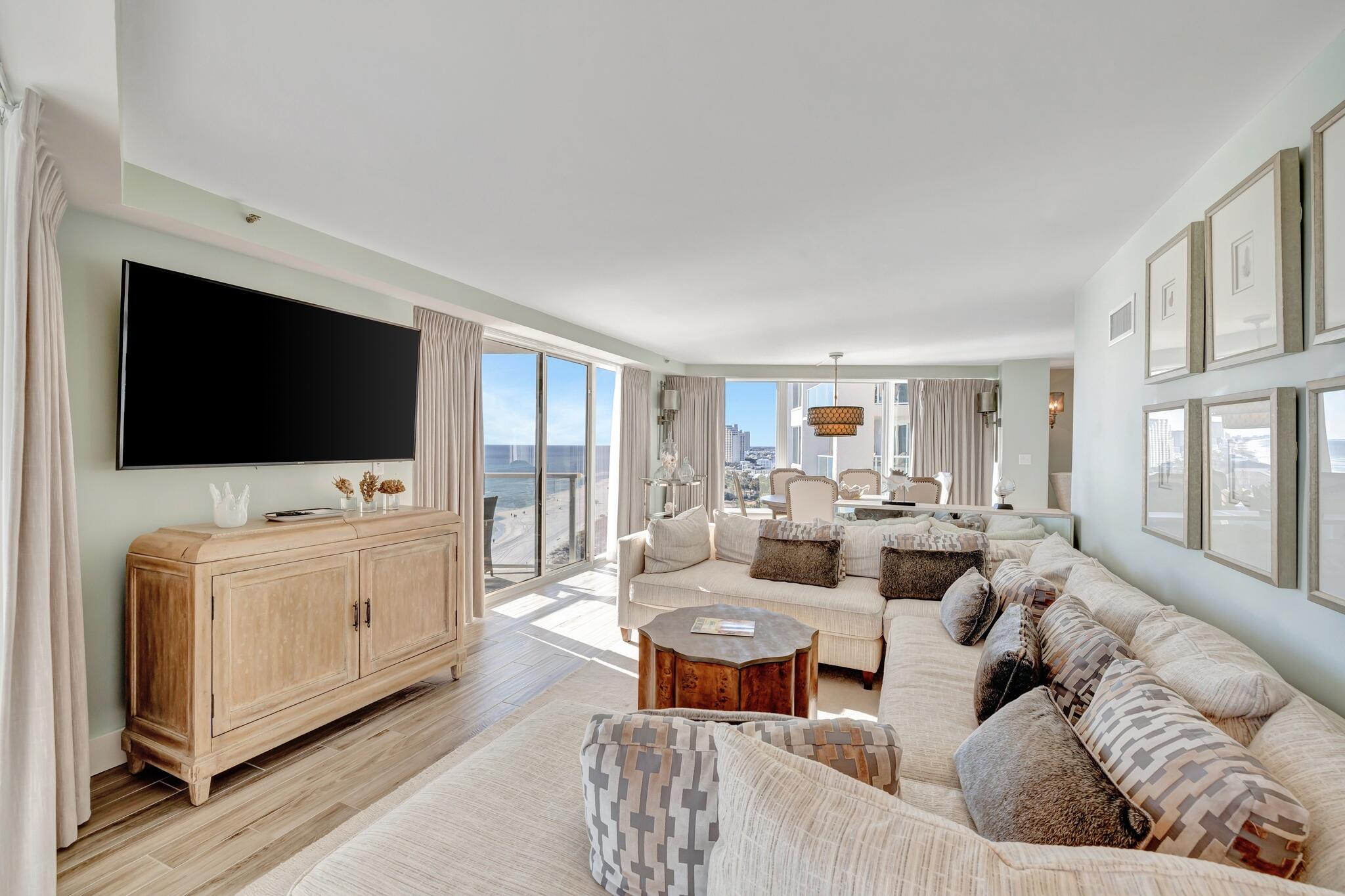 4323 Beachside 2, Unit 323 Miramar Beach, FL 32550 - Photo 14 of 41 a living room with furniture and a flat screen tv