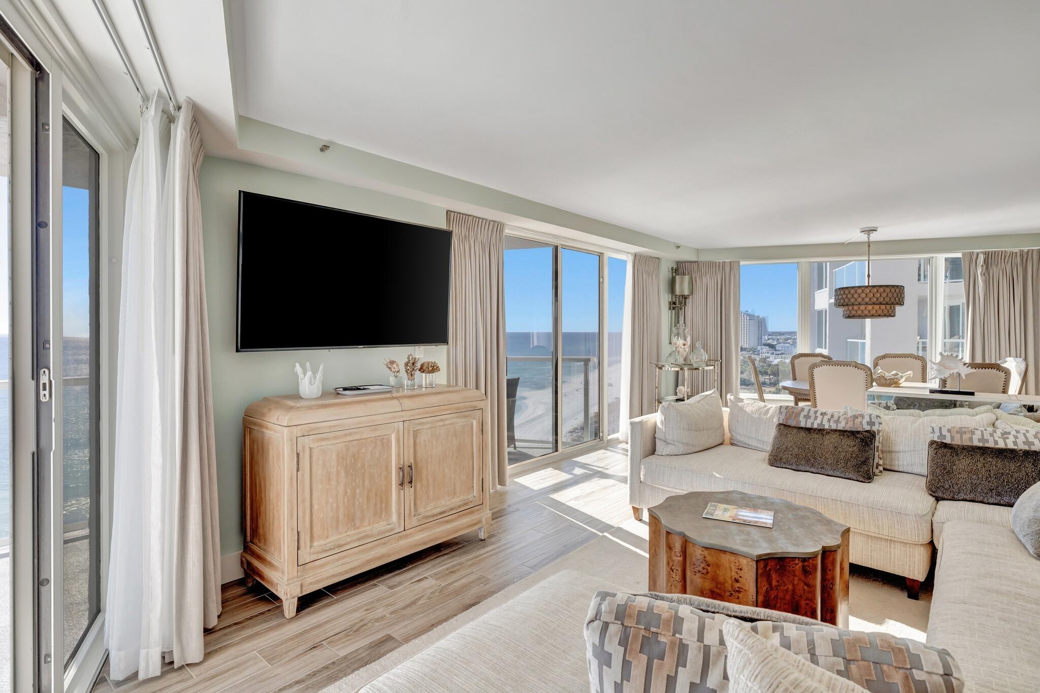 4323 Beachside 2, Unit 323 Miramar Beach, FL 32550 - Photo 16 of 41 a living room with furniture and a flat screen tv