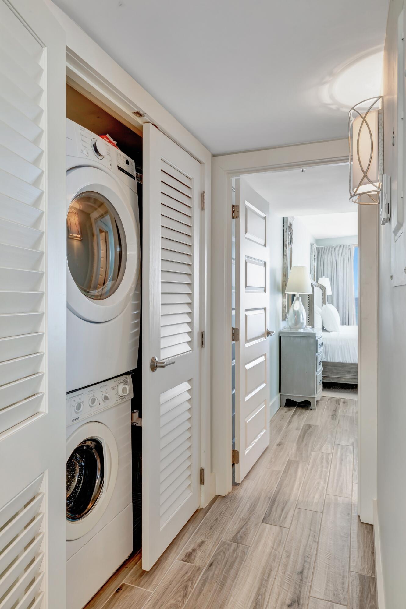 4323 Beachside 2, Unit 323 Miramar Beach, FL 32550 - Photo 28 of 41 a view of a hallway with washer and dryer