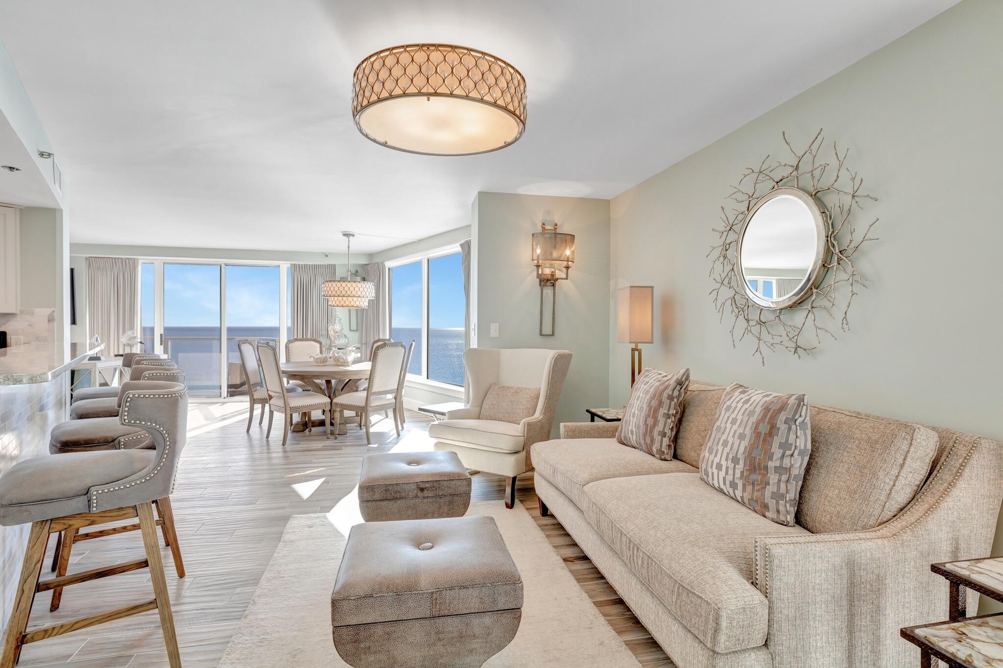 4323 Beachside 2, Unit 323 Miramar Beach, FL 32550 - Photo 7 of 41 a living room with furniture a lamp and a large window