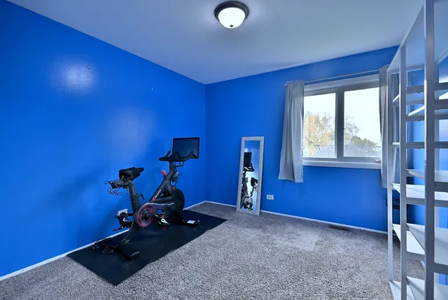a room with gym equipment