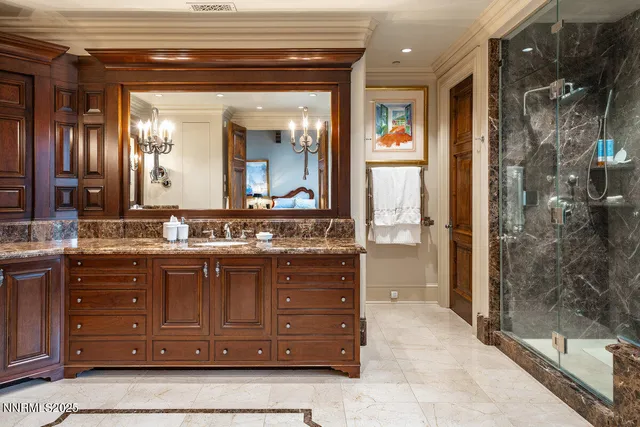 a view of a city with lush green forest