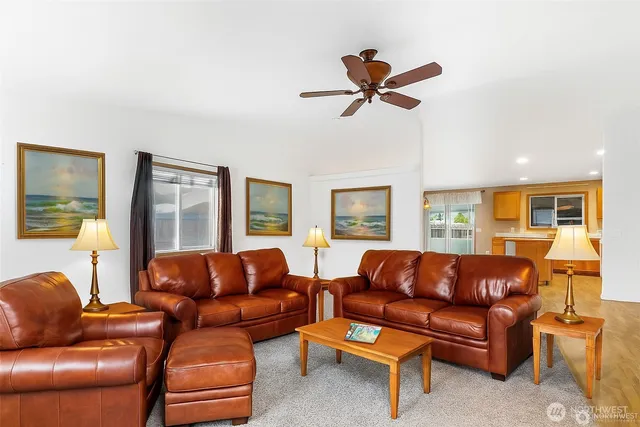 a view of a livingroom with a staircase