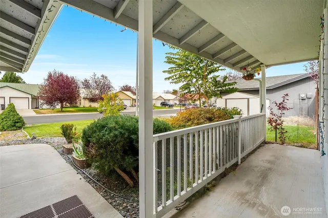 a view of a living room with a bed