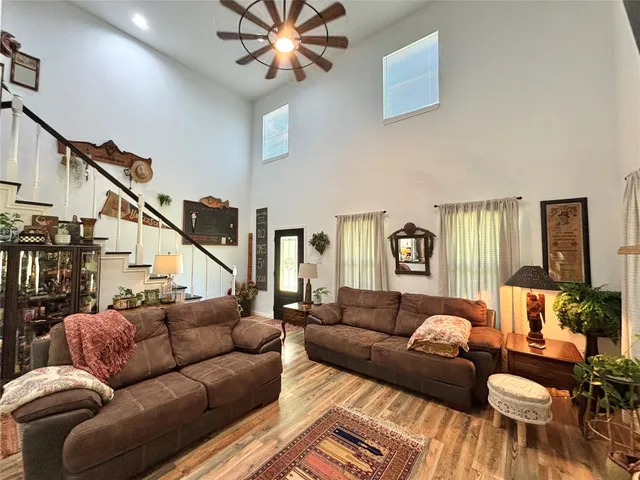 a living room with furniture