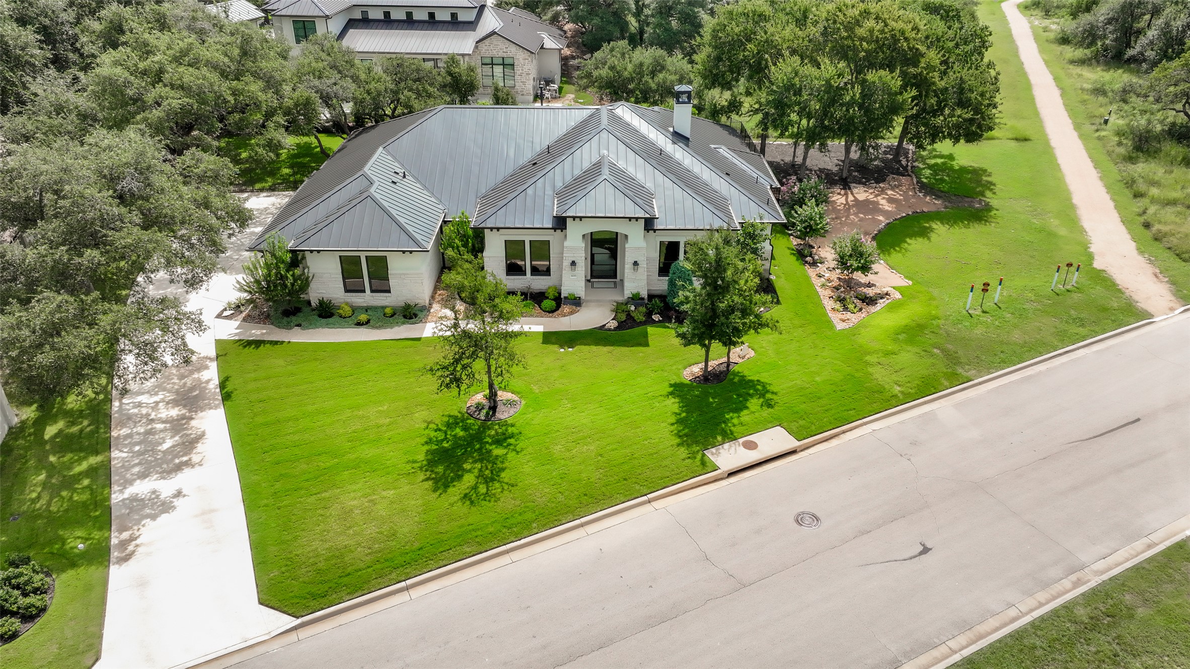 400 Flint Ridge Trail Georgetown, TX 78628 - Photo 35 of 40 Aerial view of front of home; To the right of this photo is the walking trail