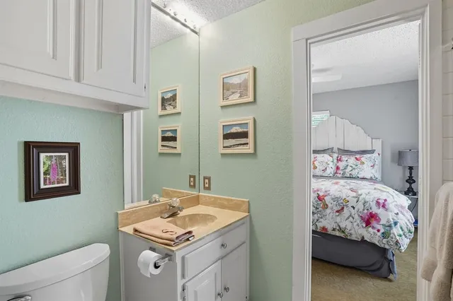 a bathroom with a sink a toilet and a shower