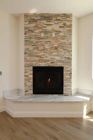 a room with fireplace