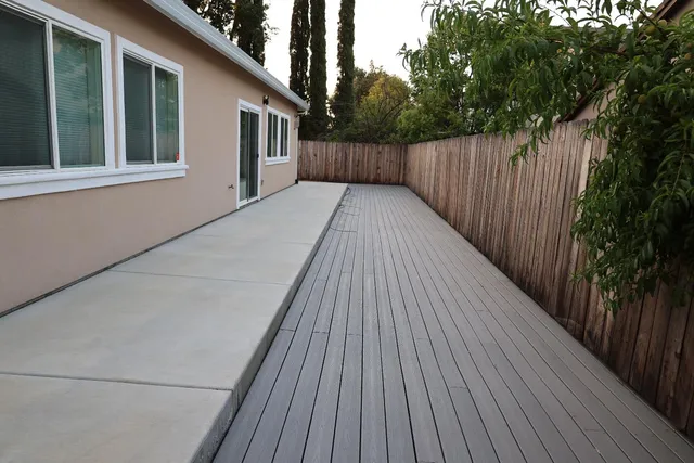 a view of wooden deck