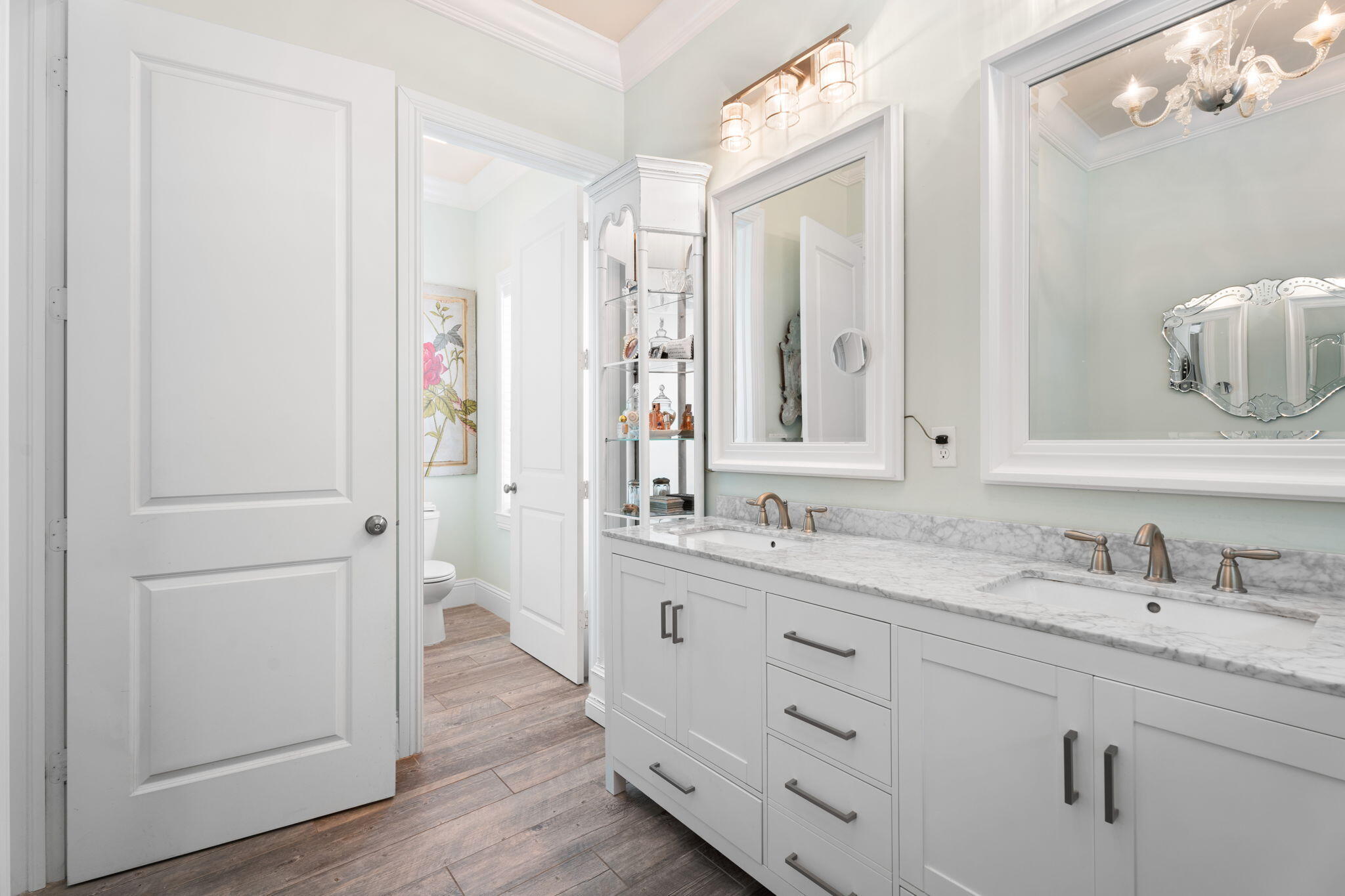412 Southwest Akron Avenue Stuart, FL 34994 - Photo 25 of 60 a bathroom with a granite countertop sink mirror and double