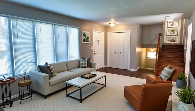 a living room with furniture and a window