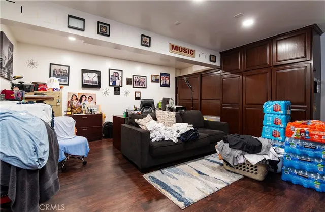 a living room with furniture and a couch