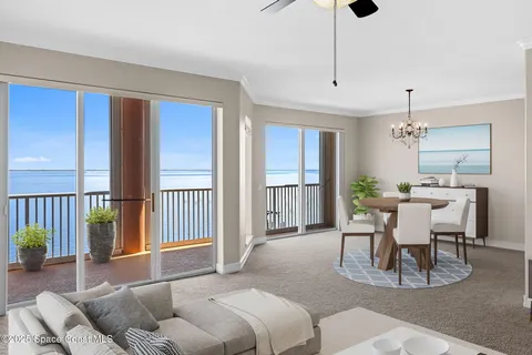 a view of balcony with furniture