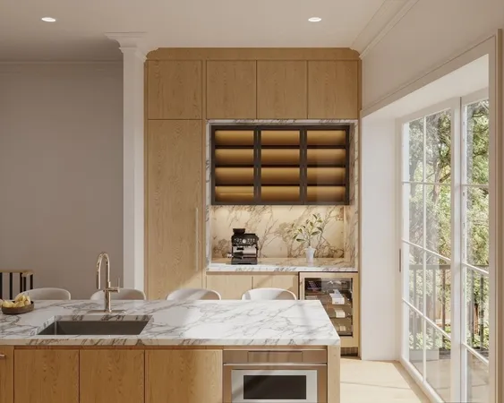 a kitchen with a sink and a refrigerator