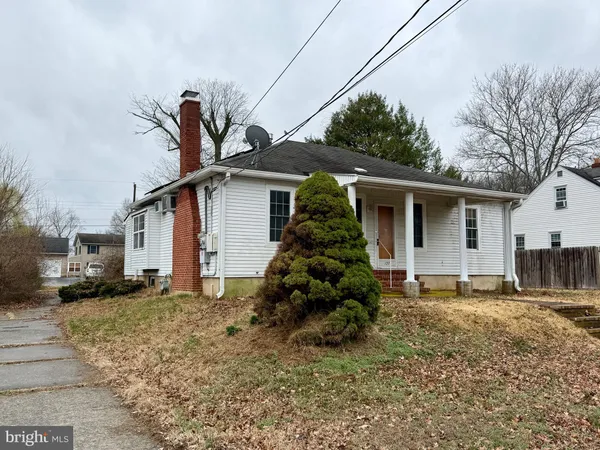 a backyard of a house with potted plants and large tree